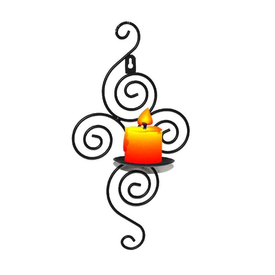 

2018 Candelabrum Candlestick Holders Handmade Iron Hanging Wall Lamp Vintage Romantic Articles Decoration Candle Holder Shelf