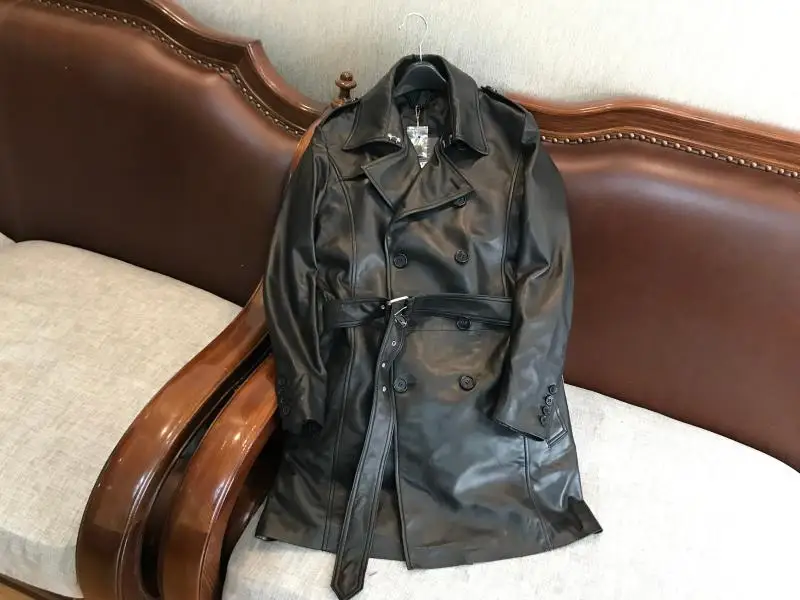 Cheap So tender!Only 37 pieces!Exported to Japan!Italy without coating lamb skin leather leather male long windbreaker 10