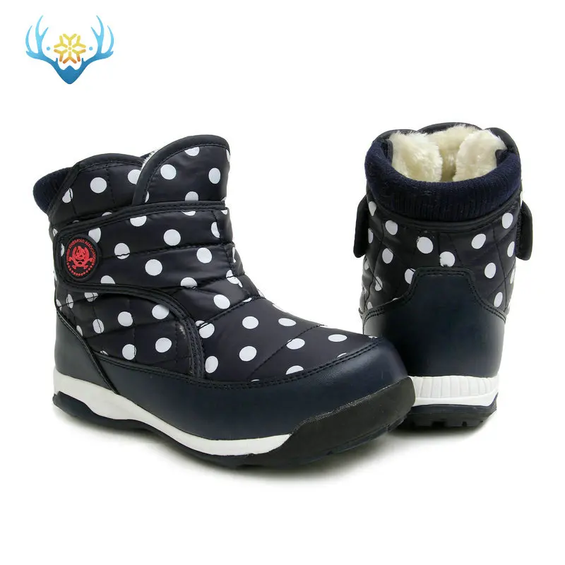 

Navy young boots children shoes dots printing nice looking warm snow boots winter easy wear size 31 to 37 strong sole free shipp
