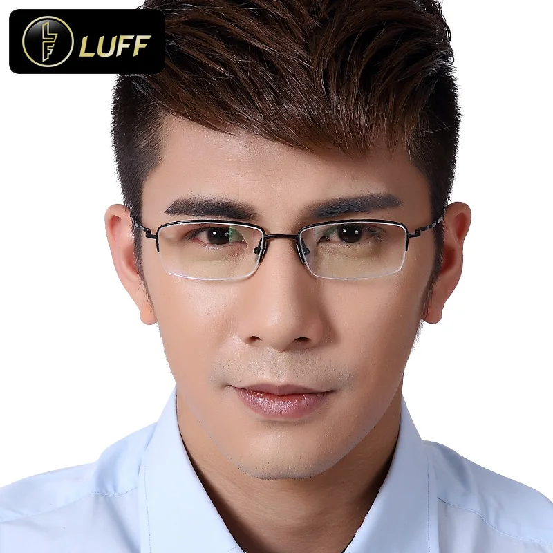 2016 high quality titanium glasses frame men half frames lightweight