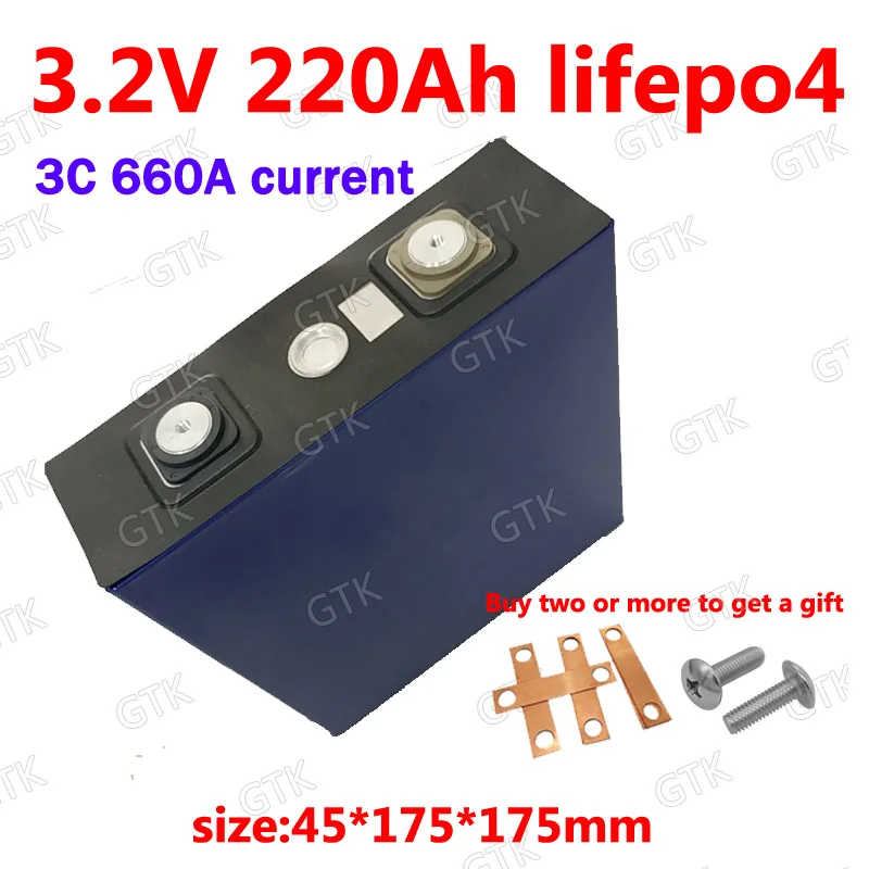 

4pcs Lifepo4 3.2V 220AH lithium 3C 660A battery no 3.2v 200ah For 12V Solar Energy Storage inverter boat subwoofer vehicle RV