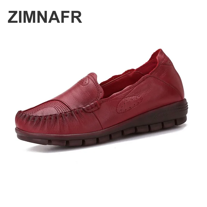 

ZIMNAFR BRAND NEW WOMEN FLATS RETRO GENUINE LEATHER FLATS LADIES SRPING SHOES SOFT CASUAL SHOES WOMEN FLATS PLUS SIZE 35-41