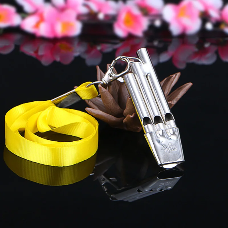 1PCS stainless steel Outdoor Survival  Referee Whistle basketball football Multifunctional Sports Double and three Frequency HOT