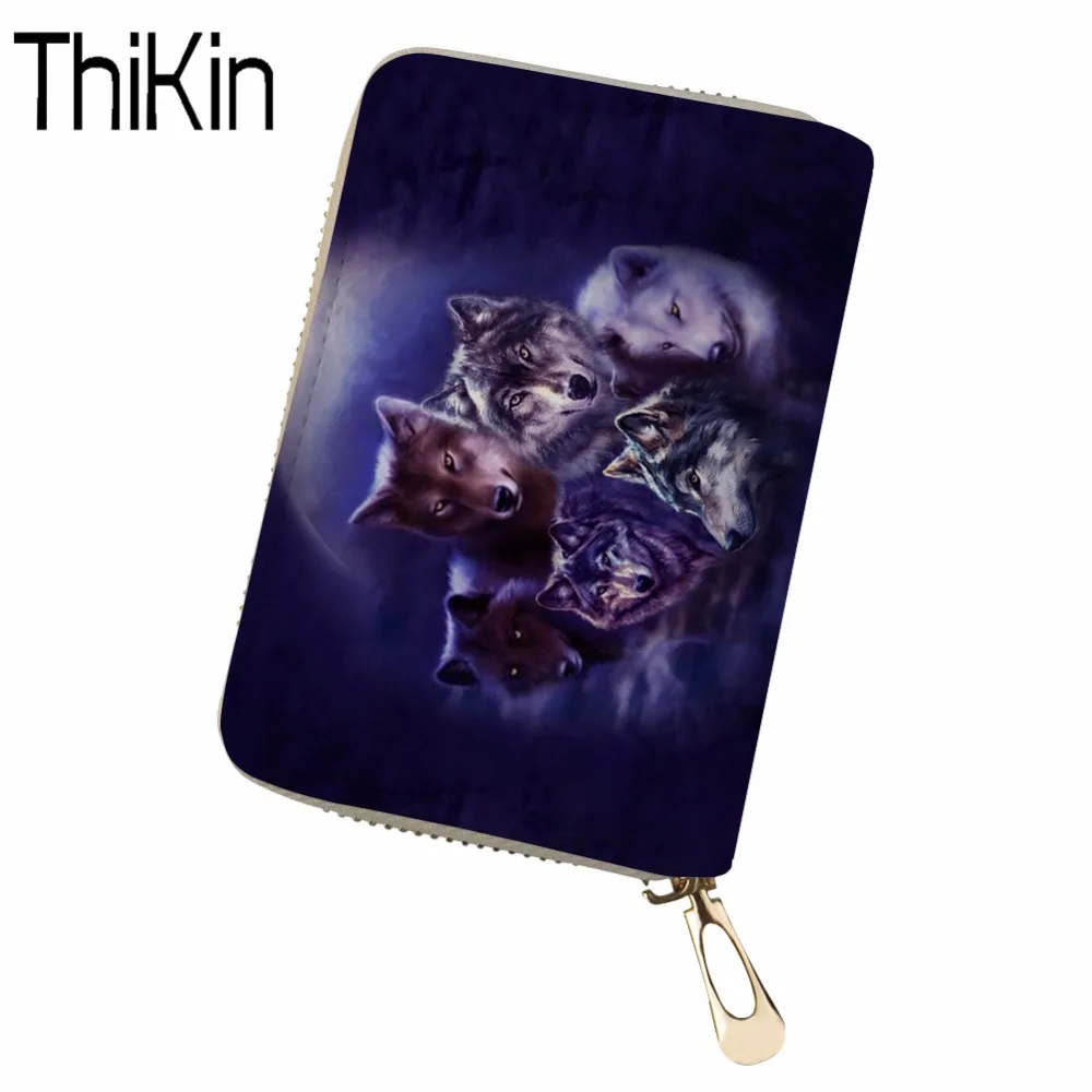 Женский Держатель для паспорта THIKIN чехол кошелек с рисунком Ночного Волка
