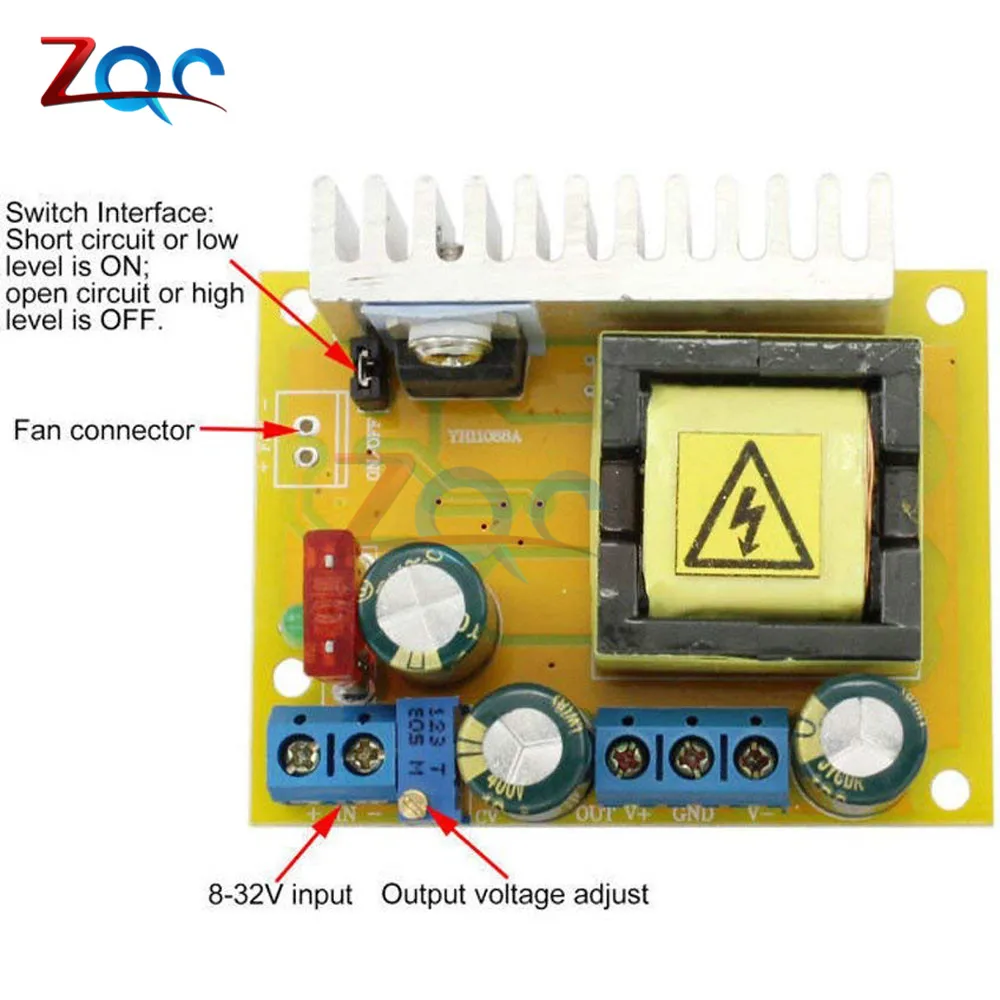 Высокая Напряжение DC-DC повышающий преобразователь постоянного тока драйвера доска 8 V-32 V постоянного тока до+/-45 V-390 V Регулируемый звс конденсатор с алюминиевой крышкой зарядки Питание модуль