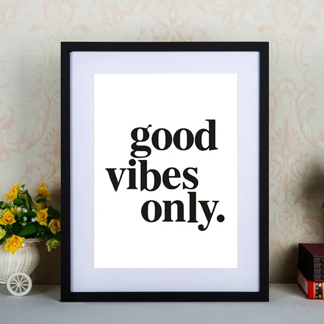 "good vibes only" Canvas Paintings Minimalist Black White Quotes Nursery Wall Art Poster Print Pictures for Kids Room Home Decor 2