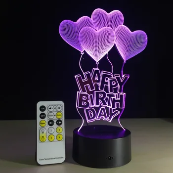 

LED Night Light 7 Colors Happy Birthday Lamp For Party 3D Illusion Glow Party Decor Lamp with Remote or Touch Control Deco Lamp