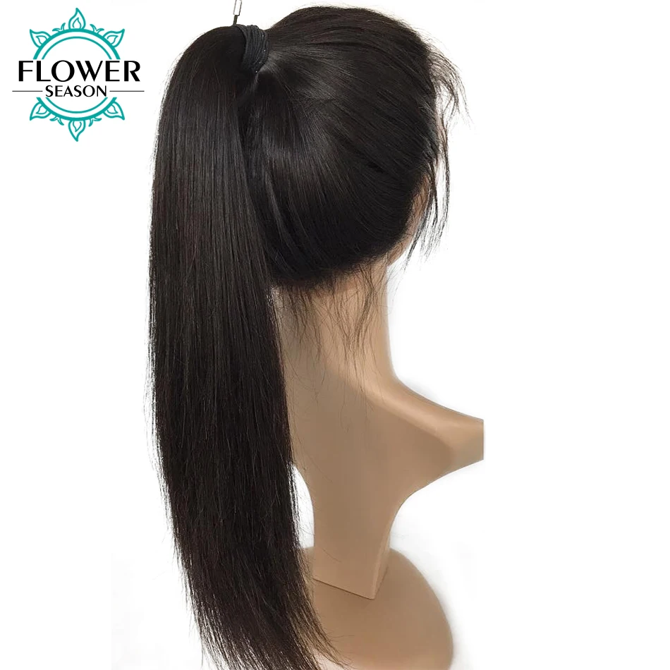

Pre Plucked Glueless Full Lace Wigs Human Hair With Baby Hair Peruvian Remy Hair Silky Straight Bleached Knots 150% FLOWERSEASON