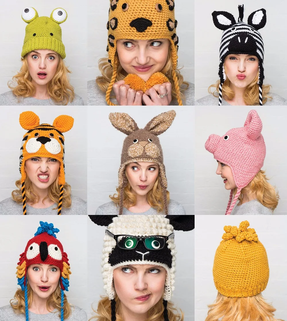 Crocheted Animal Hats Knitting Patterns 