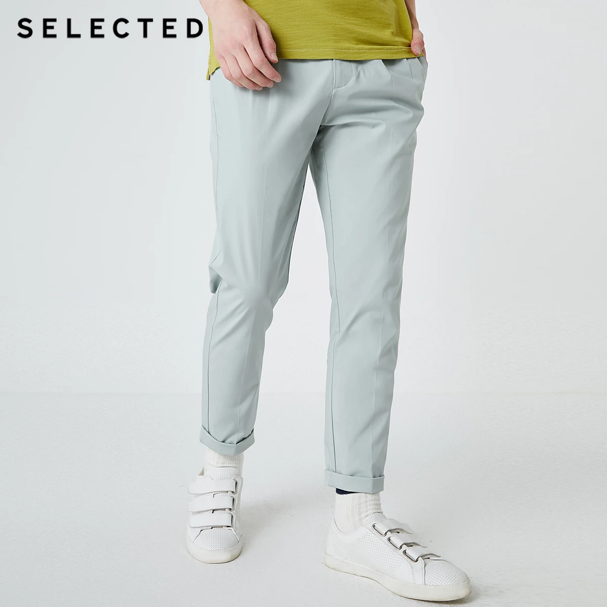 

SELECTED Men's Pure Color Cotton-blend Roll-up Casual Tapered Pants S|419214560