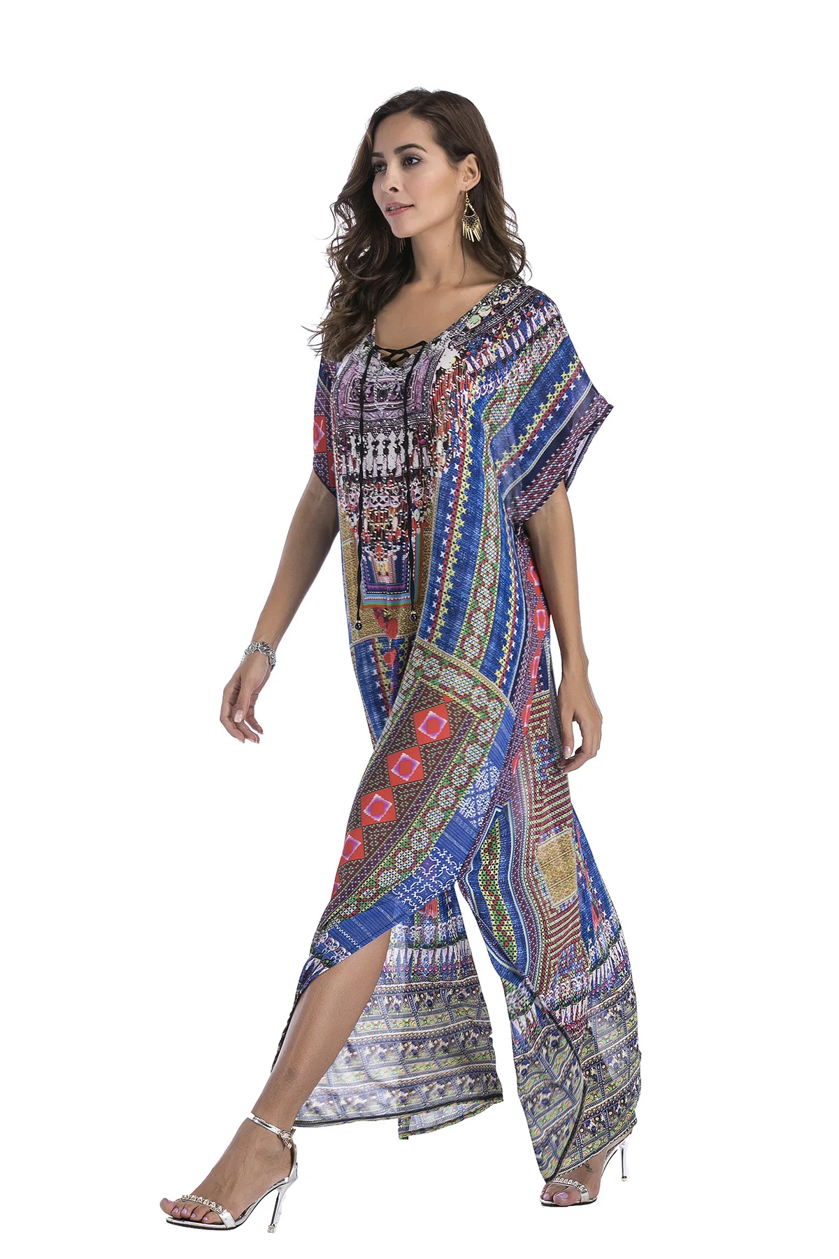 Африканские свободные шифоновые Дашики женские пляжные туристические Печатные горячие заглушка для отверстий платья эластичные весна