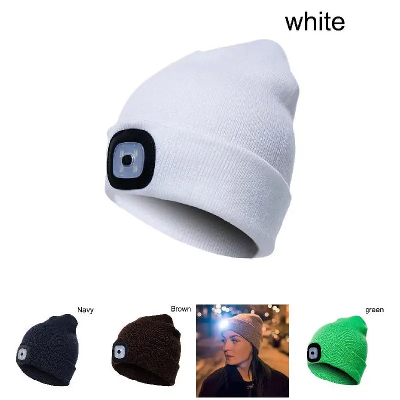 

1 Pcs Bright 4 LED Winter Warm Beanie Cap Hat Unisex USB Rechargeable Flashlight for Camping Hiking AIC88