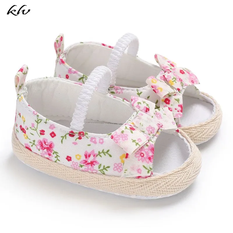 

Summer Princess Baby Girls Shoes Floral Bowknot Slip-on Crib Sneakers Soft Sole First Walkers Newborn Infant Toddler 0-18M