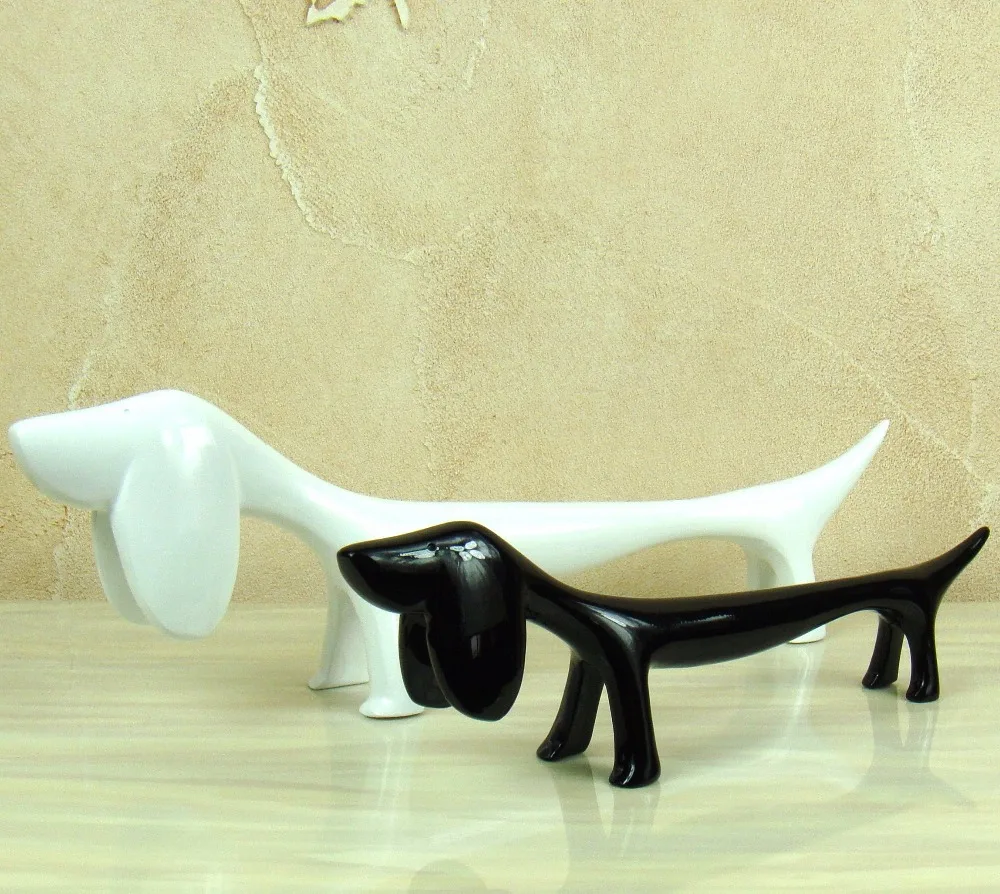 Modern Dachshund Figurine Abstract Polyresin Sausage Dog Statue