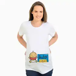 Милые детские Летний стиль плюс Размеры футболка знак беременная женщина Топы корректирующие Gravida Средства ухода за кожей для будущих мам