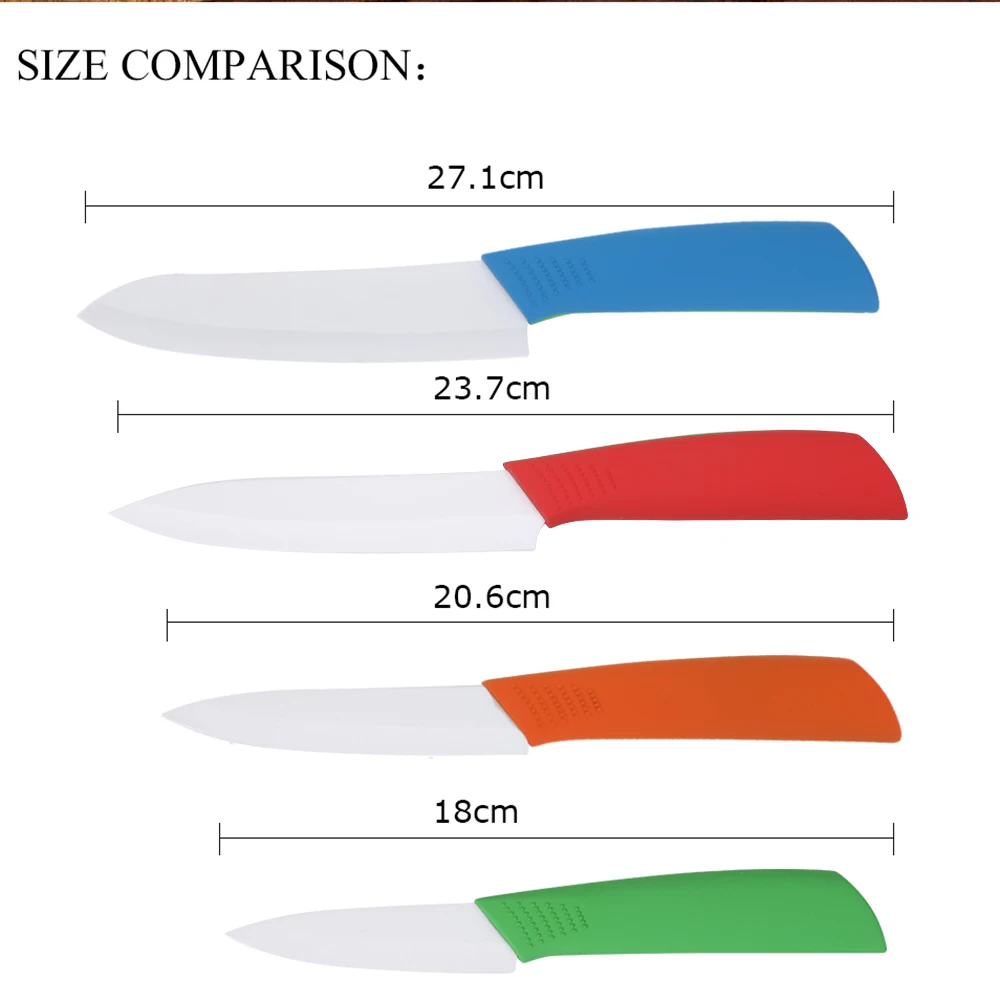 Кухонные ножи, керамические ножи, 3, 4, 5, 6 дюймов, циркониевые белые лезвия для очистки овощей, фруктов, мяса, красочные ручки, набор керамических ножей для приготовления пищи