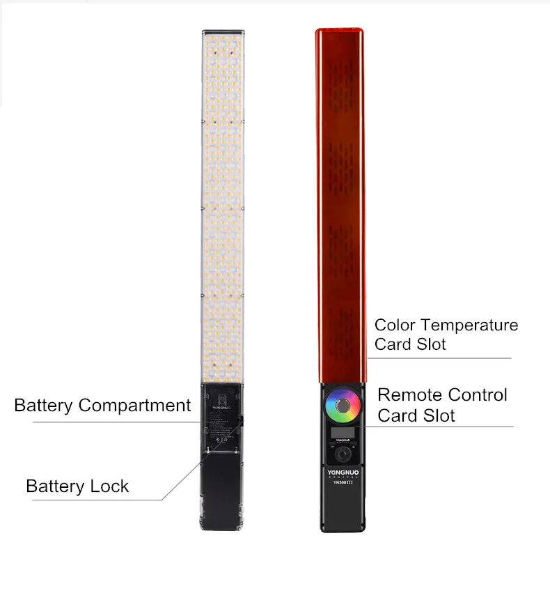  YONGNUO YN360 III YN360III Handheld Stick LED Video Light Touch Adjusting Bi-colo 3200k to 5500k RG - 33049560845