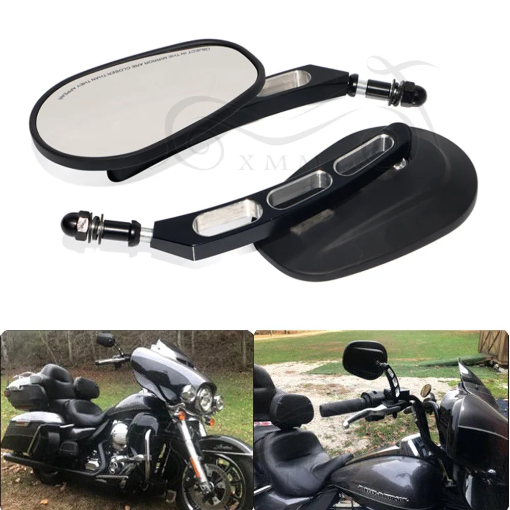 

Motorcycle Black Rear View Side Mirrors For Harley Road King Touring Street Bob FXDB Fatboy Iron 883 Sportster 1200 Dyna Softail