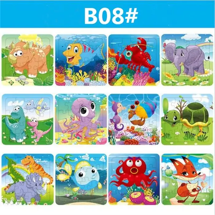 B08 12 шт. 3D бумажные Пазлы для детей Детские игрушки для детей Детские Мультяшные животные/дорожные Обучающие игрушки-пазлы - Цвет: B08