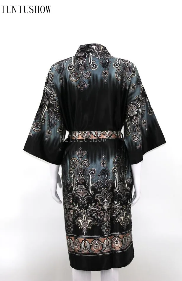 Стиль, женское сексуальное атласное платье, платье, женские Элегантные ночные рубашки с принтом, кимоно, халат, ночная рубашка с цветами, один размер