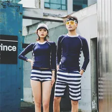 Женский надавливающий костюм с длинными рукавами рашгарды мужские Swmming Trunk пара летняя пляжная одежда купальные костюмы Maillot De Bain мужской Femmale