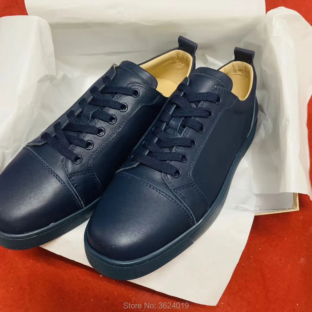 

Outdoor Low Cut cl andgz Full Dark blue leather no Rivet Lace Up Red bottom For Men Sport Shoes Sneakers casual Flat Footwear