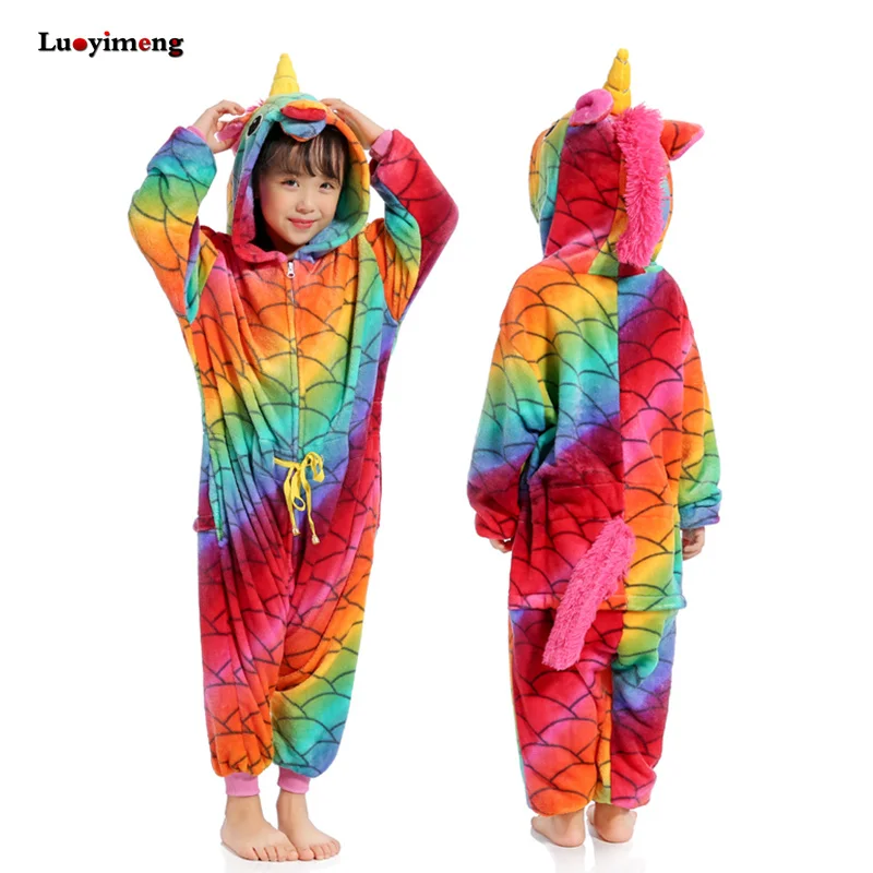 Kuguurumi/зимняя Пижама для маленьких девочек; комбинезон с единорогом из мультфильма; детская одежда для сна; фланелевый теплый комбинезон; детские пижамы - Цвет: fish belt