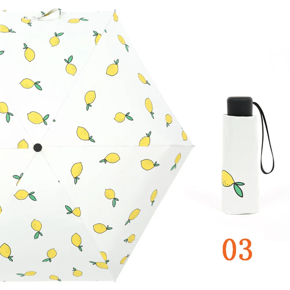 Mini 5 складной Портативный Для женщин с фруктовым принтом зонтик леди карман банан предотвратить УФ непромокаемые зонтик Красота несессер