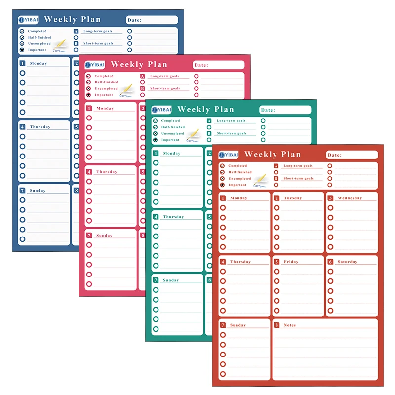 Yibay Еженедельный план магнитная доска, школьный офис стикер сухой стирание для дома холодильник доступны УФ лазерная печать 42*30 см
