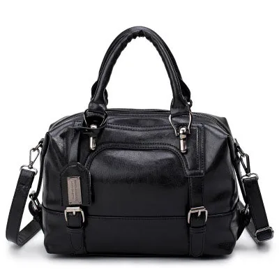 Модная женская сумка через плечо,, масло, воск, кожа, Женская сумочка, известный бренд, женские сумки, дизайнерские мягкие сумки через плечо, bolsa - Цвет: Black Hand Bag