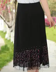 Юбки длинные летние юбки для мамы черная юбка кружевная квадратная танцевальная юбка с блестками 110321