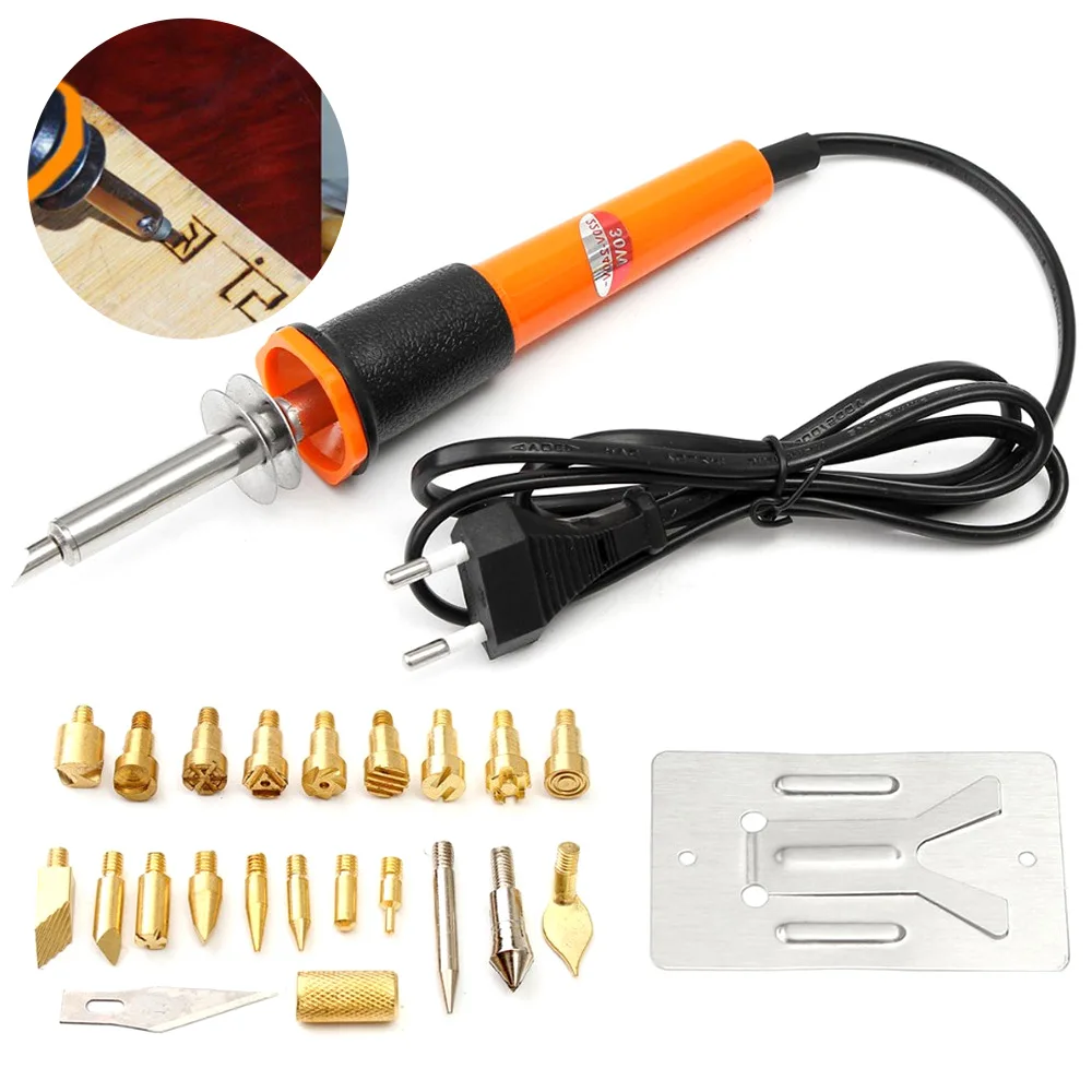 Super PDR 25in1 Electric Soldering Iron Kit EU/UK/US Plug 60W Wood