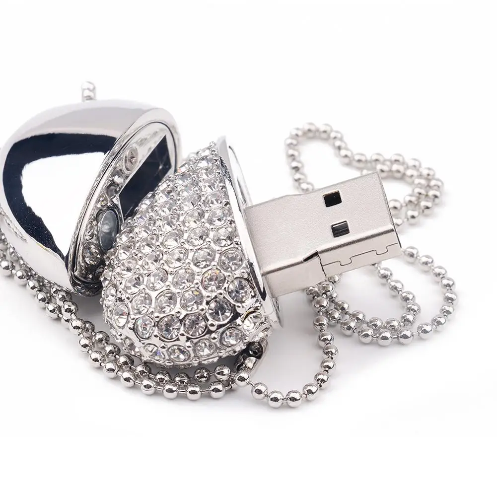 New Rhinestone Alloy Heart Shape USB Flash Drive Memory Stick U Disk for Laptop PC