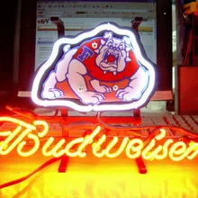 Бизнес неоновая вывеска для Фресно Стейт бульдоги BUDWEISER Бейсбол Настоящая стеклянная трубка Пивной бар Пивной клуб магазин световые знаки 17*14"