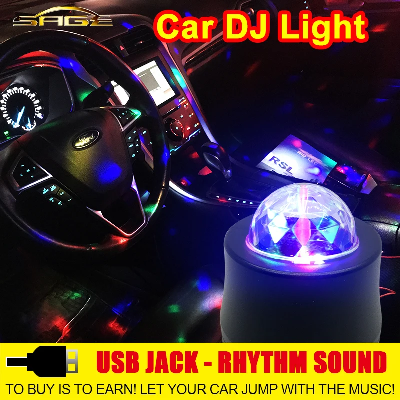 

Flytop Car LED Music Light DJ Mini RGB 18w MP3 Club Disco Party Crystal Magic Ball Stage Effect Rotating Bulb With USB Interface