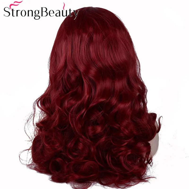 StrongBeauty длинные волнистые Красные кружевные фронтальные синтетические волосы