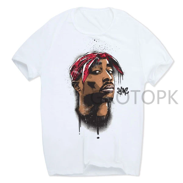 2019 Men's Print Tupac 2pac T-shirt Short Sleeve O-Neck White Tshirt Hip Hop Swag Harajuku Streetwear T Shirt