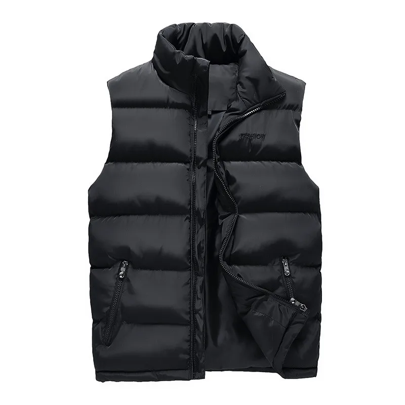 New Large size M-5XL 6XL Brand Mens Jacket Sleeveless Vest Fashion Casual Coats Male Cotton-Padded Men's Vest Men - Цвет: black