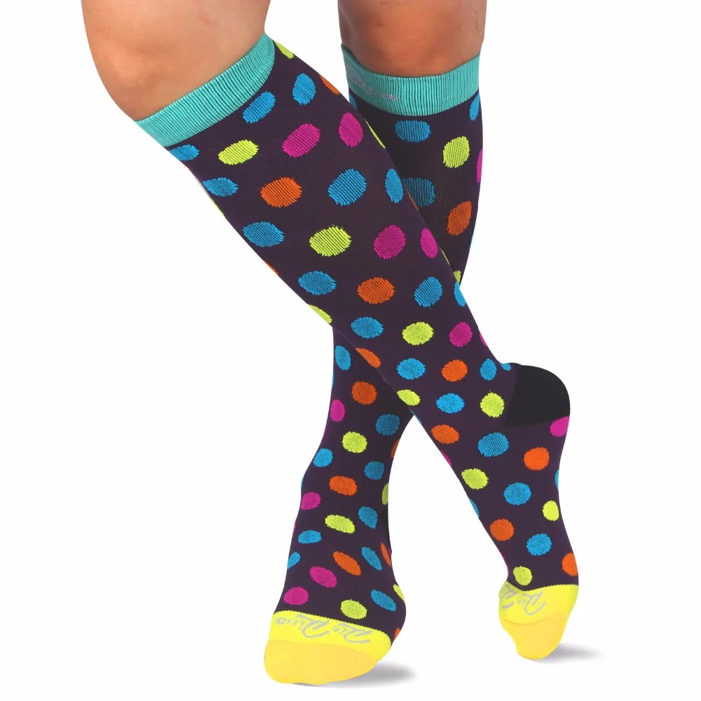 RioRiva Compression Socks with Reinforced Base and Colorful Dot Terry