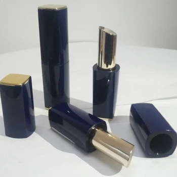 

New arrival square Empty lip stick tubes purplish blue DIY Lip balm container cup dia 11mm for lip rouge