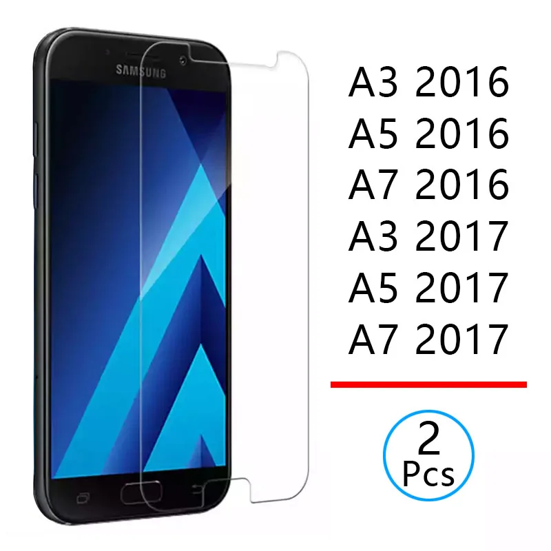

2pcs Tempered Glass for samsung a3 a5 a7 2017 2016 Protective Glas Screen Protector phone Safety Tremp on galaxy a 3 5 7 3a 5a