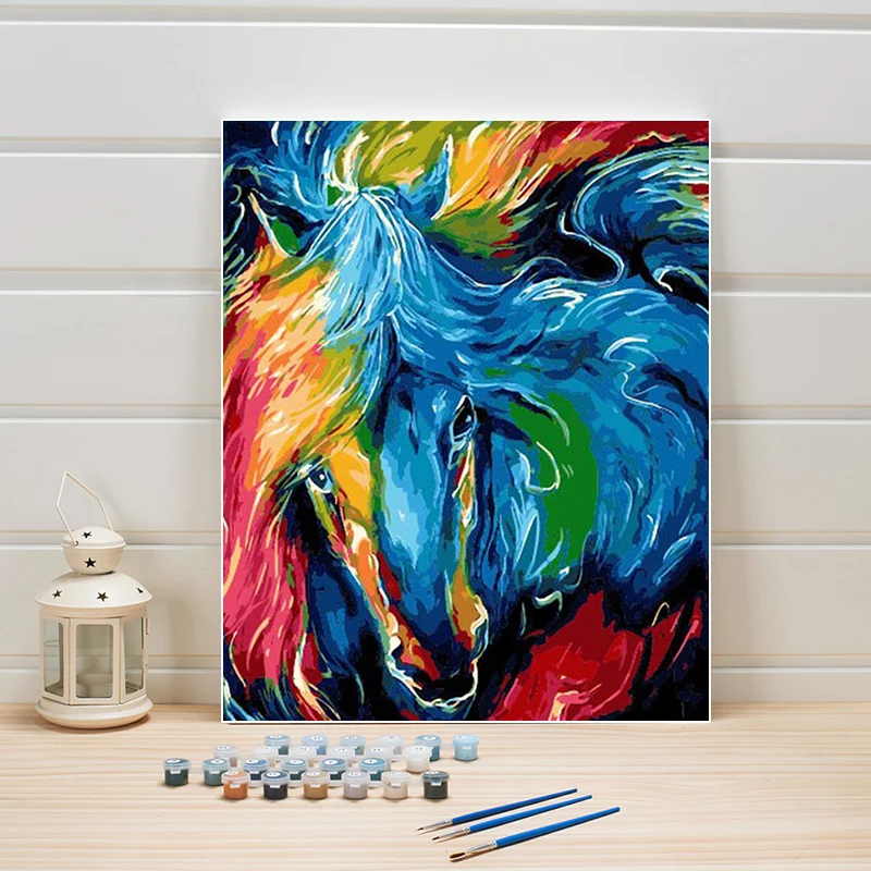 

Colorful Horse Paintings By Numbers 40x50cm Abstract Animal One Piece DIY Paint Acrylic Canvas Wall Pictures For Bedroom Color