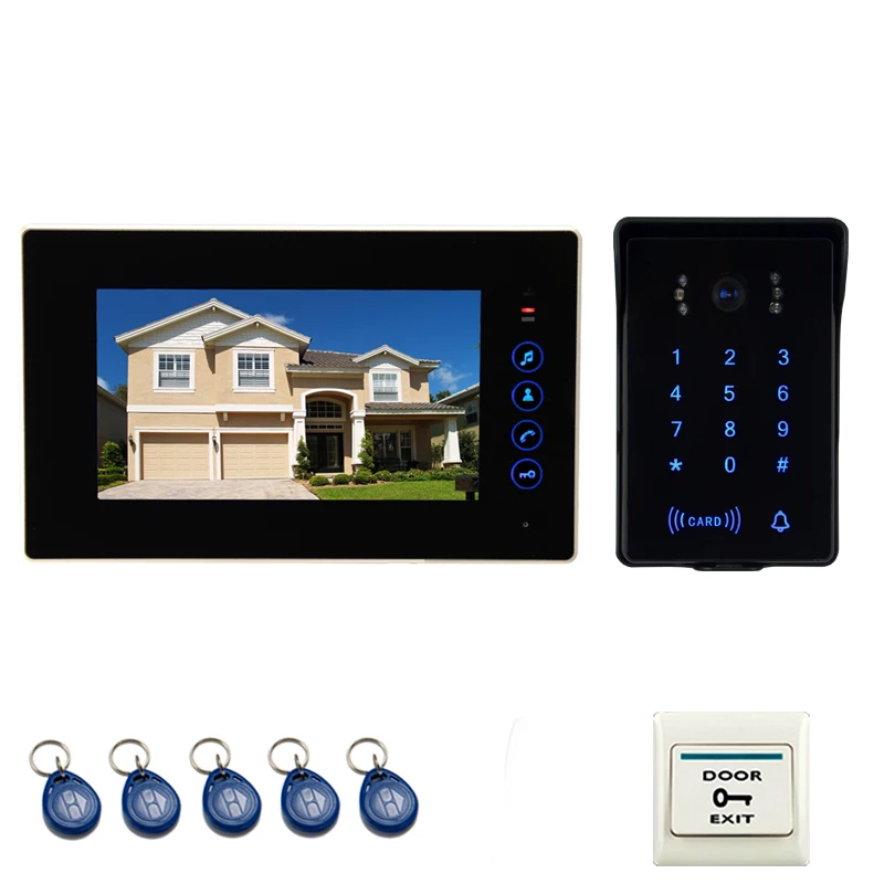 JEX 7 inch LCD Touch key Video Door Phone Intercom system Kit 1 Monitor +700TVL Waterproof Password Keypad RFID Camera In Stock JEX 7 inch LCD Touch key Video Door Phone Intercom system Kit 1 Monitor +700TVL Waterproof Password Keypad RFID Camera In Stock
