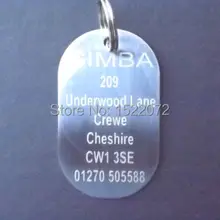 Большой Нержавеющая сталь dog tag и кольцо, гравировка, для дополнительного Большой Собака специальная металлическая бирка собаки fh890216