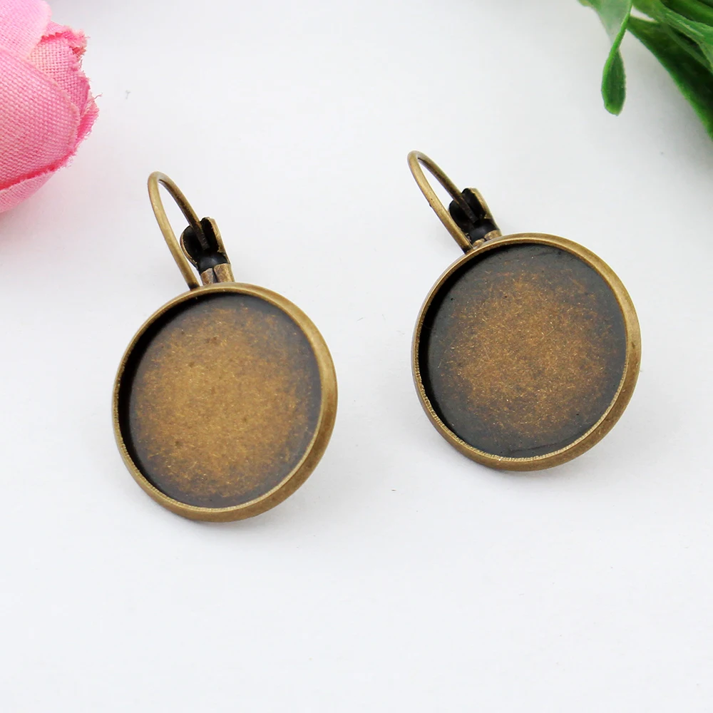 10pcs 16mm Copper Brass Antique Bronze French Earring Setting Base