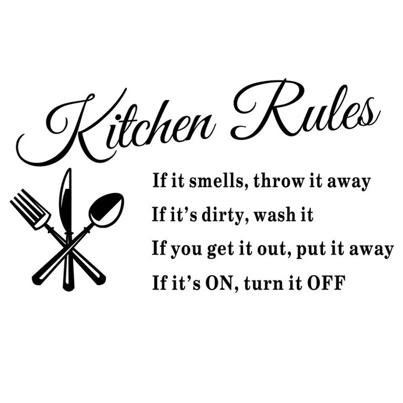 Kitchen Rules Living Room Kitchen Vinyl Wall Stickers for Kids Room Lettering Art Quote Decals Home Poster Sofa Wall Decoration