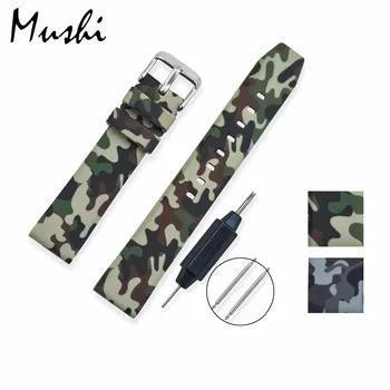 

Military Army Watchband Strap Silicone Rubber Watch Strap with Brushed Stainless Steel Buckle Clasp 20/22/24 mm Watchband Strap