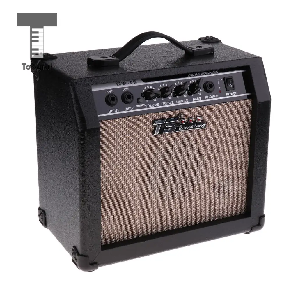 

Tooyful 15 Watt Electric Guitar Amp Amplifier with 5'' Speaker 3-Band EQ for Karaoke Band Performance