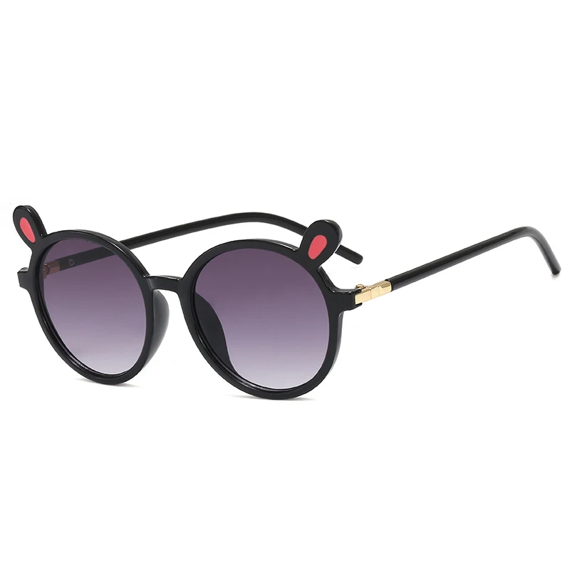 Детские солнцезащитные очки с кошачьими ушками, Uv400, модные милые детские солнцезащитные очки, солнцезащитные очки для мальчиков и девочек, Oculos De Sol Feminino - Цвет линз: Черный