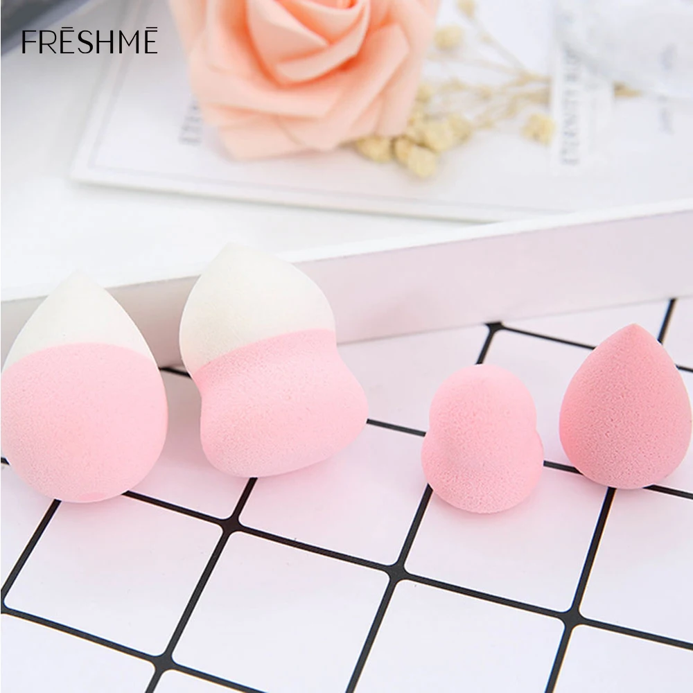 

FRESHME 4pcs Soft Face Makeup Sponge Cosmetic Puff Beauty Foundation Sponge Powder Puff Smooth Water Make Up Beauty Sponge Tool